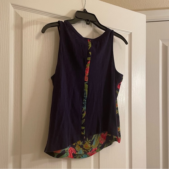 ANTHROPOLOGIE Navy Floral Print Tank Top - Picture 9 of 10